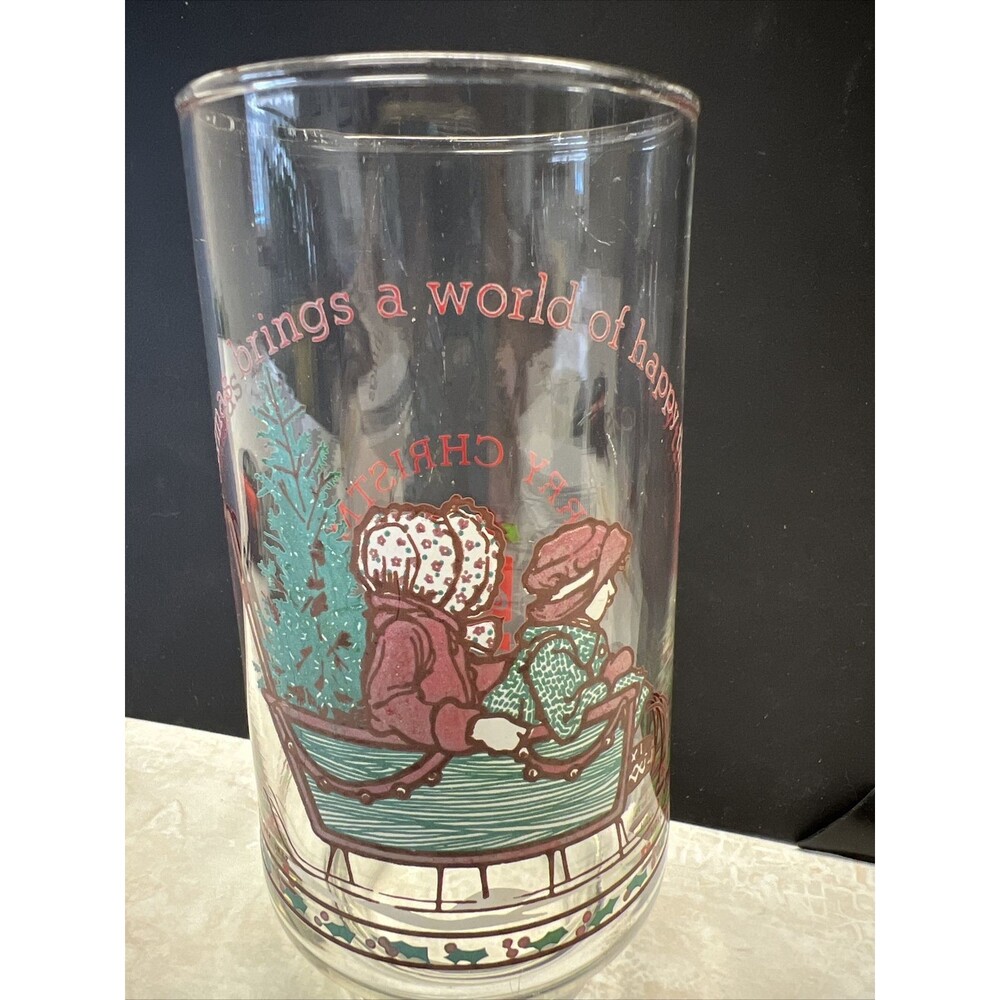1977 Vintage Holly Hobbie Coca Cola Merry Christmas Glass